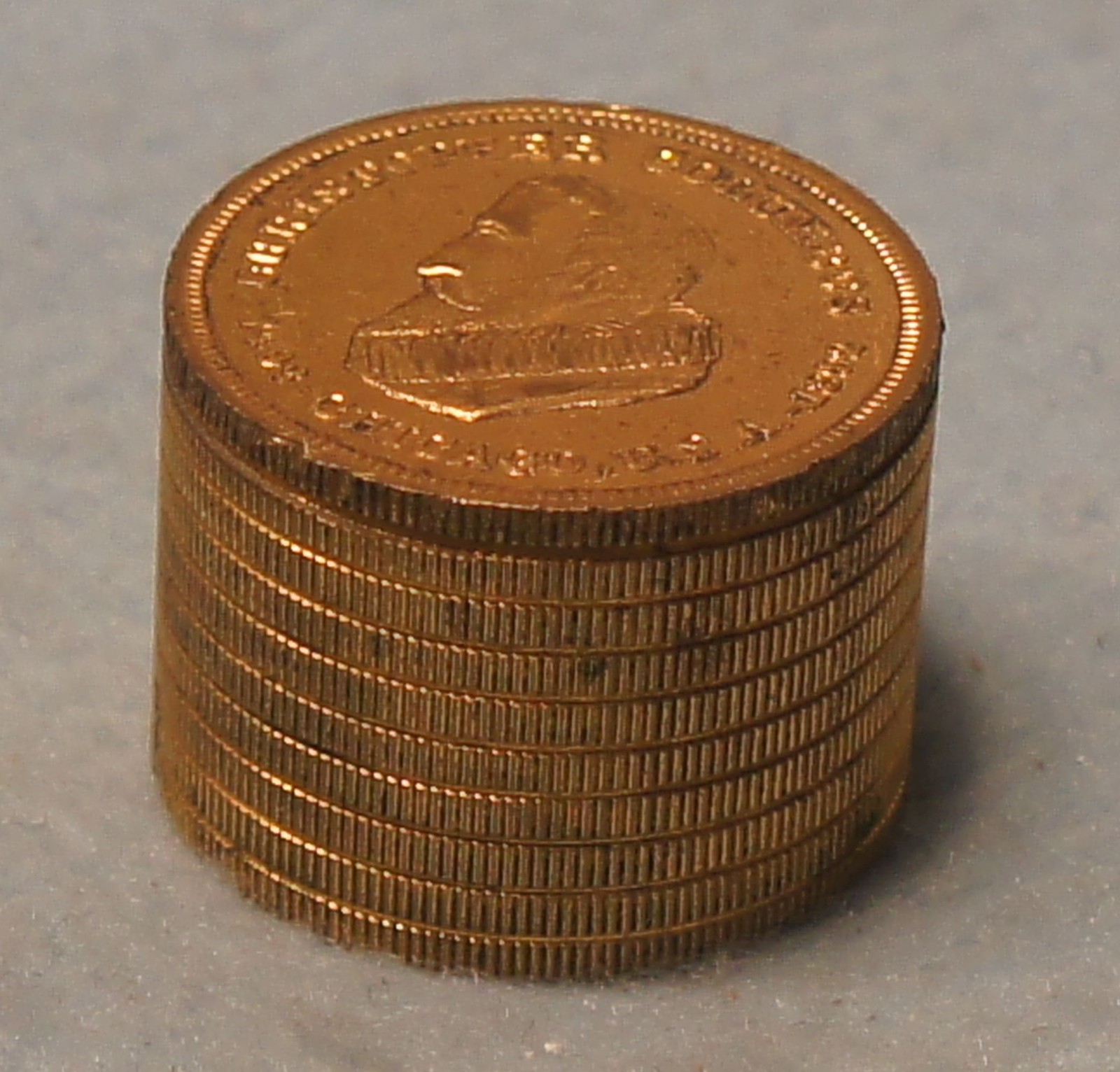 1893 Chicago World’s Fair COLUMBUS 1” COIN STACK PAPERWEIGHT Reeded ...