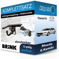 Für Mazda 6 Kombi 18- BRINK Anhängerkupplung abnehmbar + 13polig E-Satz AHK