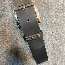 NEW Nine West Black Faux Leather Belt Silver Square Buckle Women Small