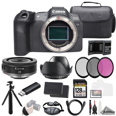 Canon EOS R8 + RF 28mm f/2.8 STM Lens+128GB+ExtBat+3PC Filter-Kit