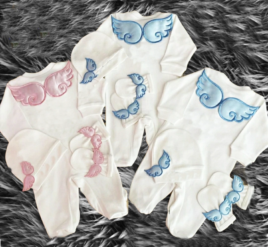 Unisex Baby Clothes Blanket Set Angel Wings Rompers