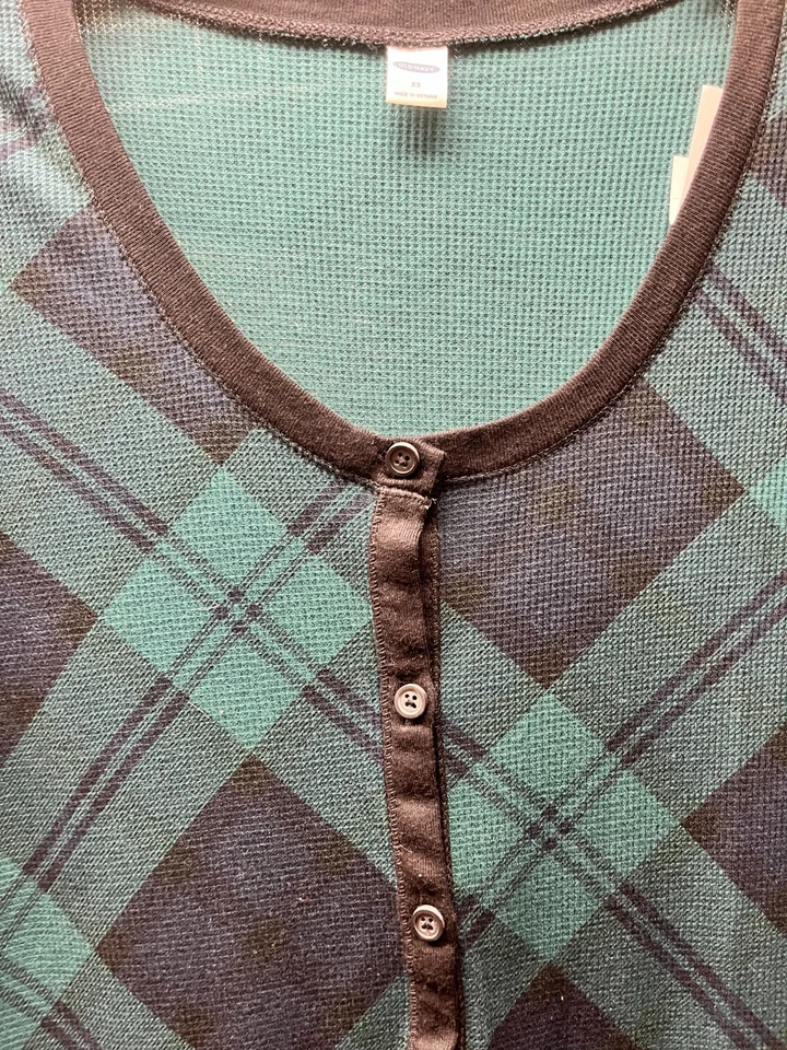 Antiguo pijama térmico de una pieza verde marino/azul Buffalo Check para mujer talla X-pequeño nuevo Foto 2 de 4