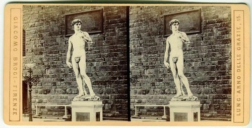 Vintage Stereoview Giacomo BROGI - Florence Il David di Michelangiolo c. 1870 - Picture 8 of 10