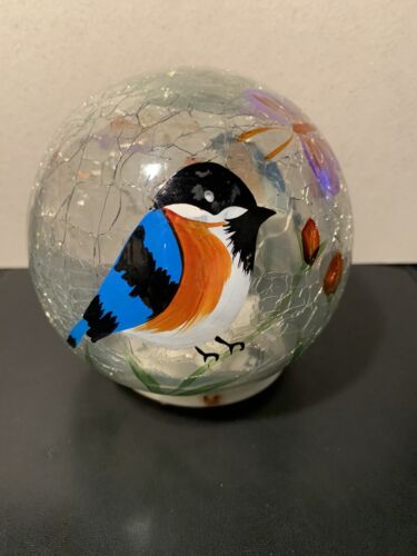 Sphère DEL peinte à la main en verre craquant cristal - Photo 1/5