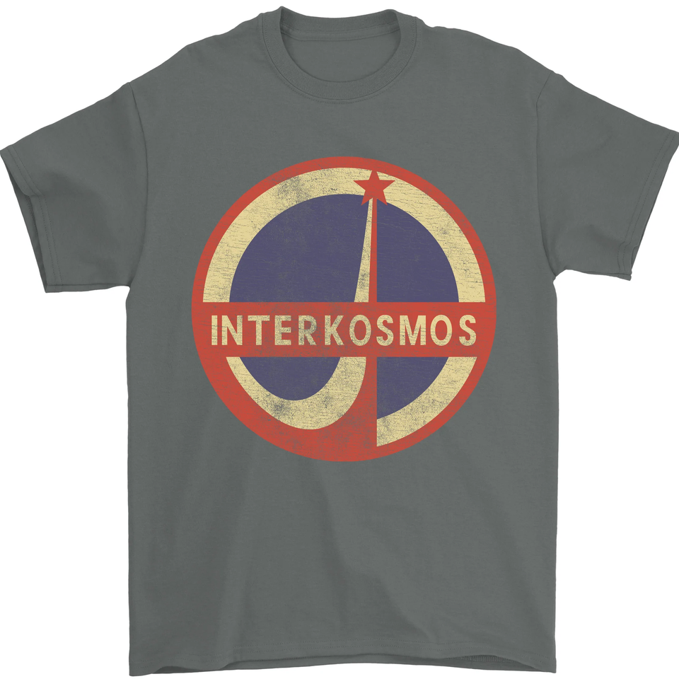 T-Shirt INTERKOSMOS Logo CCCP Soviétique Espace URSS Pour Hommes 100% Coton