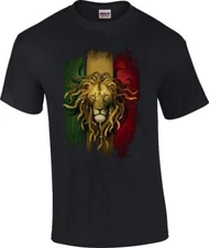 Men's Black Lion Rasta Flag T-Shirt Jamaican Regge Sizes S-6x