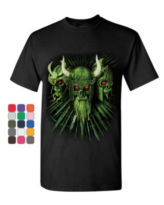 Zombie Warrior Skulls T-Shirt Viking Samurai Gladiator Undead Mens Tee Shirt