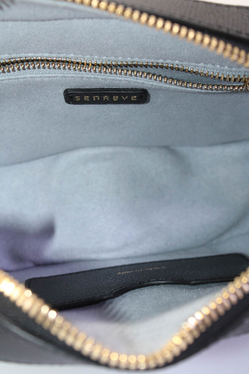 Senreve Womens Solid Black Leather Zip Small Belt Bag Handbag | eBay