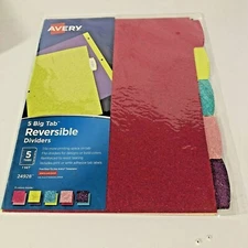 Avery Big Tab Reversible Fashion Dividers 5 Tabs 1 Set Assorted Glitter #24928 