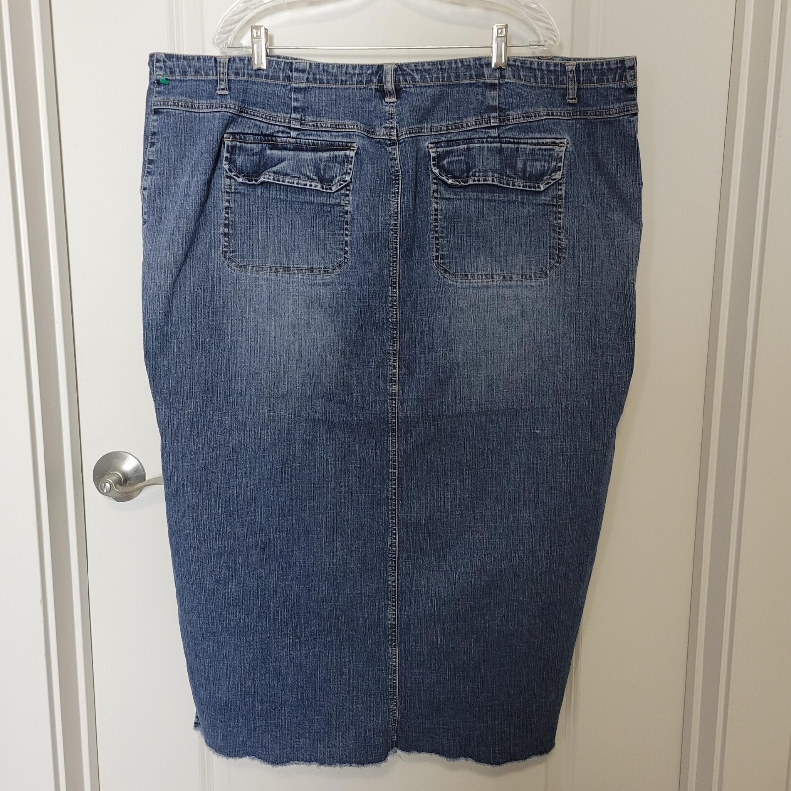 Vintage Venezia Jeans Raw Hem Denim Midi Skirt Side Slits Women's 24