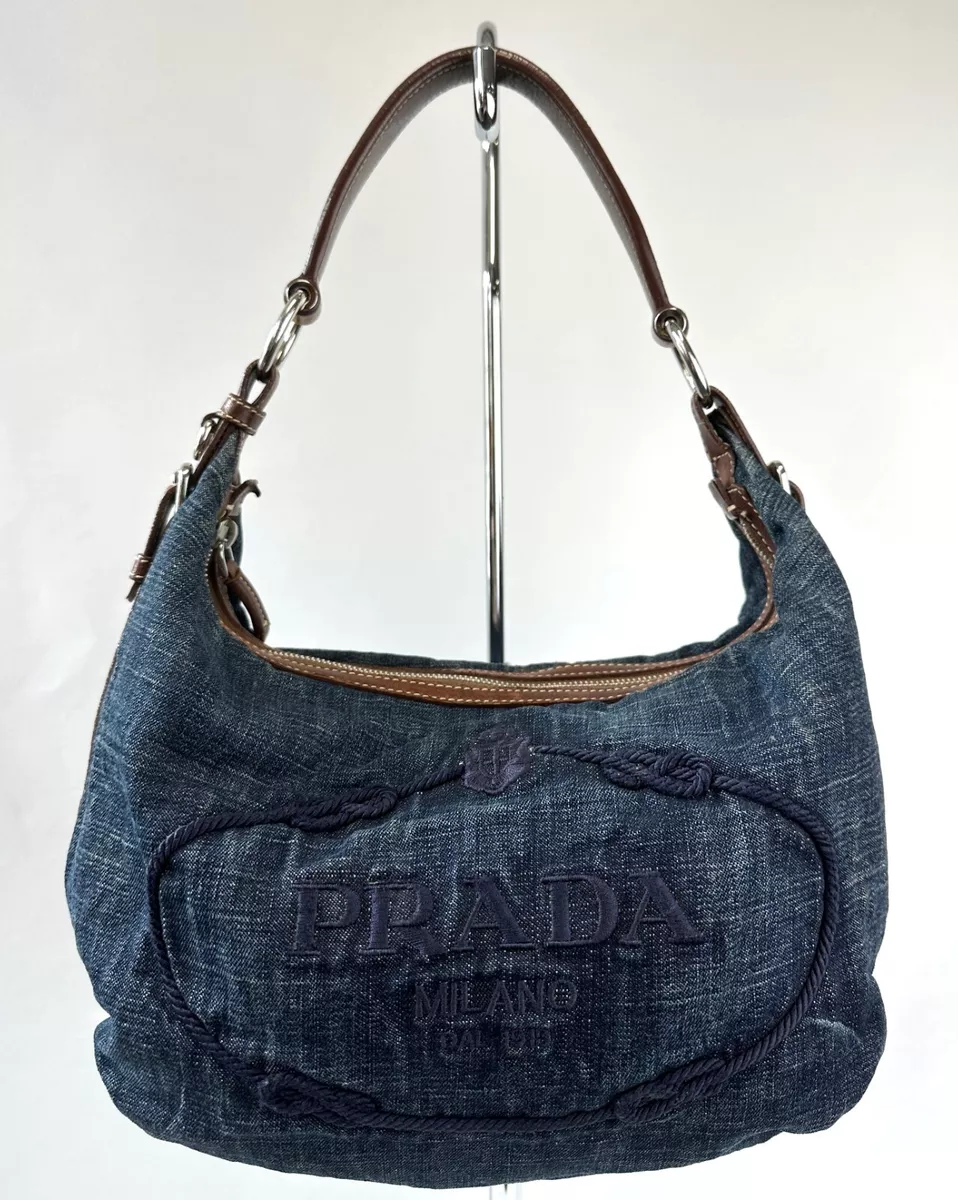 Prada Blue Denim Logo Large Canapa Tote Bag ○ Labellov ○ Buy and Sell  Authentic Luxury