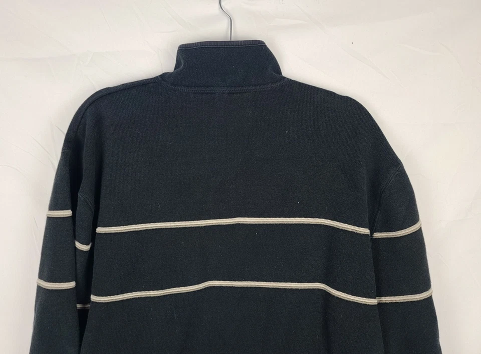 Pendleton Men's Striped Cotton Black Knit 1/4 Zipped Pullover Sweater sz XL - Image 4 of 4