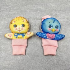 Playskool Vintage Foot Jingles Kitten Bird Sock Rattles 1987 USA Made
