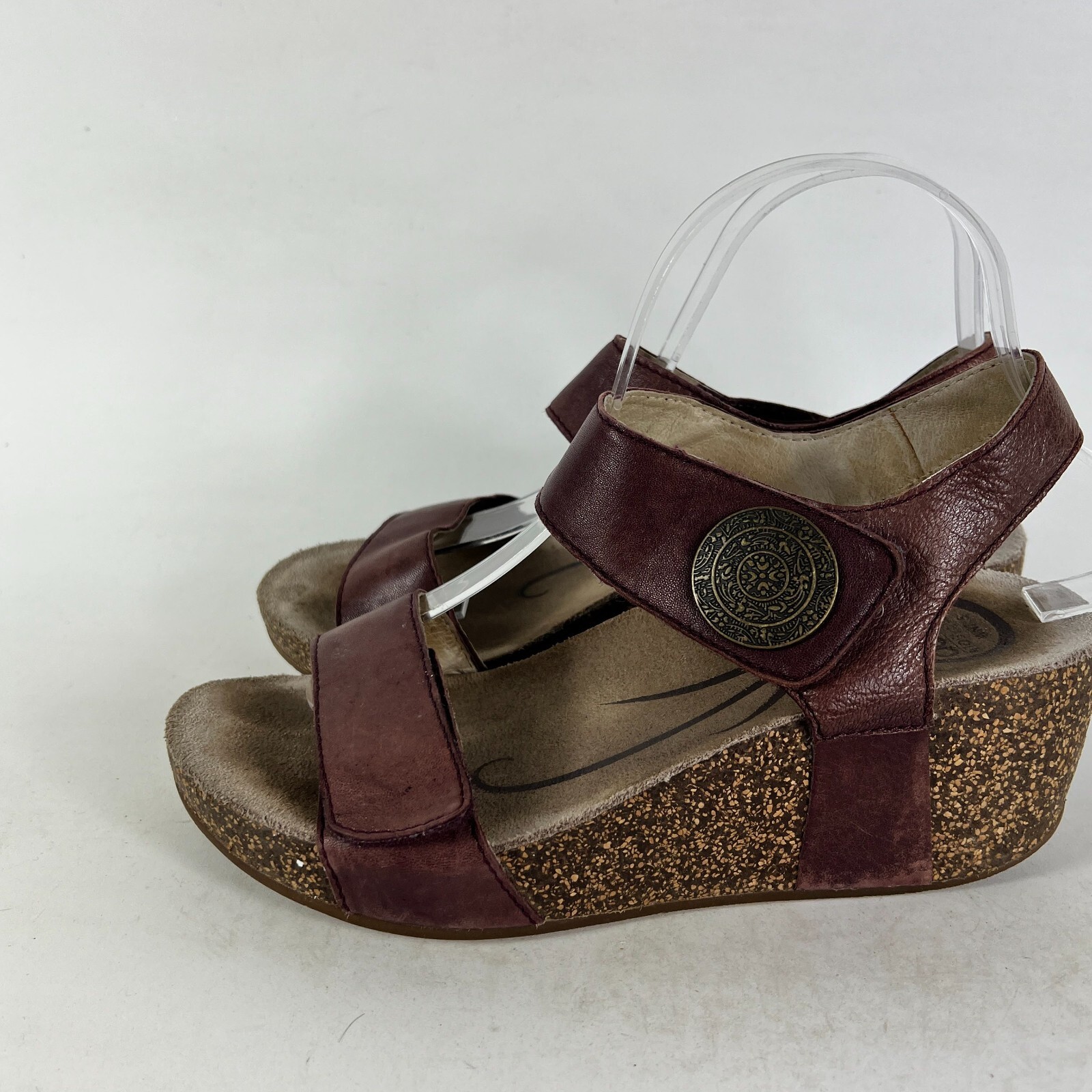 APL Abeo sandali slingback donna 7 5 pelle marrone zeppa tacco casual AU50892