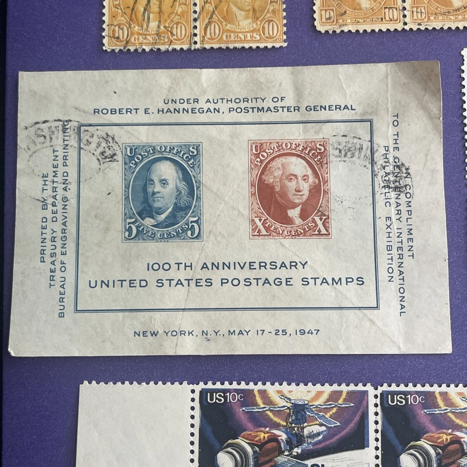 U.S. 10c, 1923-1975, 7 Blocks Of 4 Stamps And Used Souvenir Mini sheet - Image 4 of 4