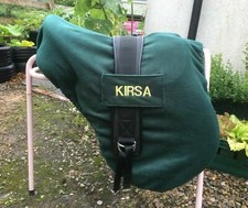 Personalised Embroidered SADDLE COVER + Girth Loops GP or Dressage Many Colours