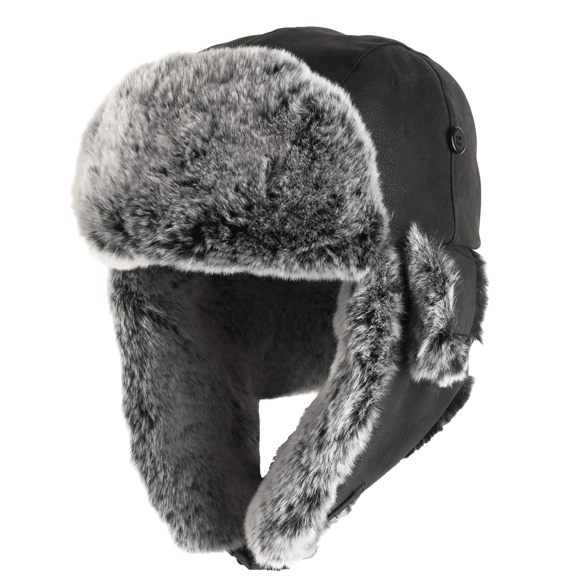 Aviator Pilot Negro Ushanka - Gorro de aviador del ejército militar de piel de