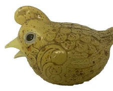 Vintage Yellow Speckled Ceramic Bird Figurine Glazed Shaker Powder Dispenser