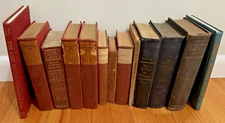 Lot - 13 Antique INTERESTING Vintage Books Library Staging Room Decor-RED & BLUE