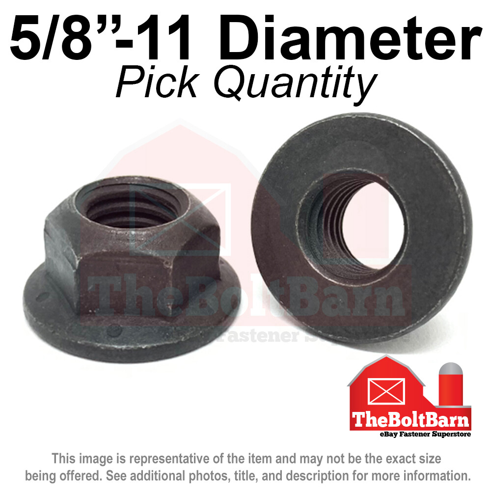 5/8"-11 Grade 8 (G) Hex Flange Top Lock Nuts Coarse Phos & Oil (Pick Quantity)