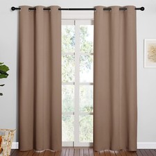 2 PCS Cappuccino 84"L x 42"W Solid Grommet Darkening Curtains For Bedroom