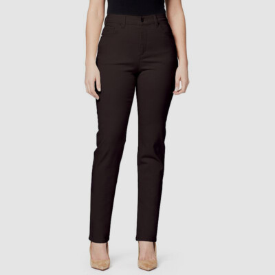 Gloria Vanderbilt Women's Brown Amanda Slimming Straight Twill Pants Size 14L