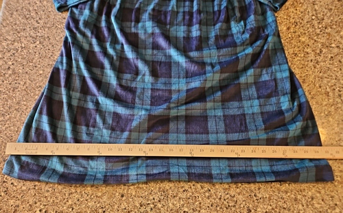 Aria Sleepwear Women's XL Green/blue plaid comfy cabin house coat jammies - Afbeelding 4 van 9