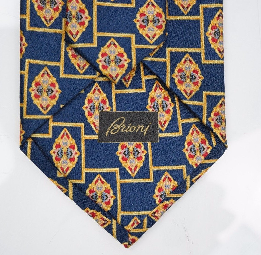 Recent Brioni Blue Geometric Pattern with Shields… - image 5