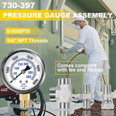 Johntruck 4000 PSI Pressure Gauge With 1/4" NPT Fitting For Titan/Wagner Airless Sprayers (HEA Tips) - View #4