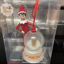 2023 Dunkin Donuts Elf On The Shelf Snow Globe Christmas Ornament Boy New