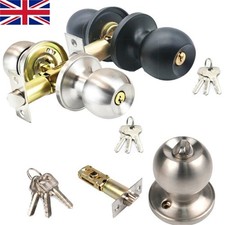 Stainless Steel Round Knobs Privacy Passage Entrance Lock Door Entry with Key UK
