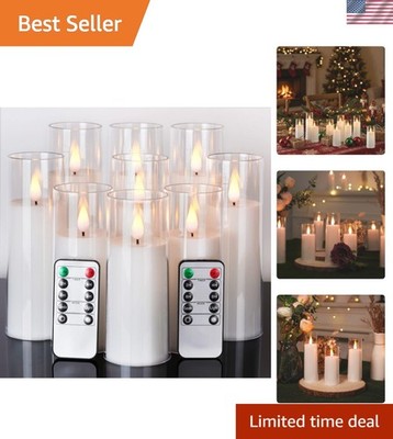 Pure White Flameless Candles: Remote-Controlled LED Pillar Set of 9 for Elegance