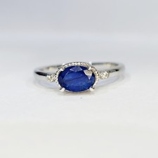 Anillo Zafiro Ovalado 7X5 MM Talla 7 Anillo Plata de Ley 925 Regalo Ella.