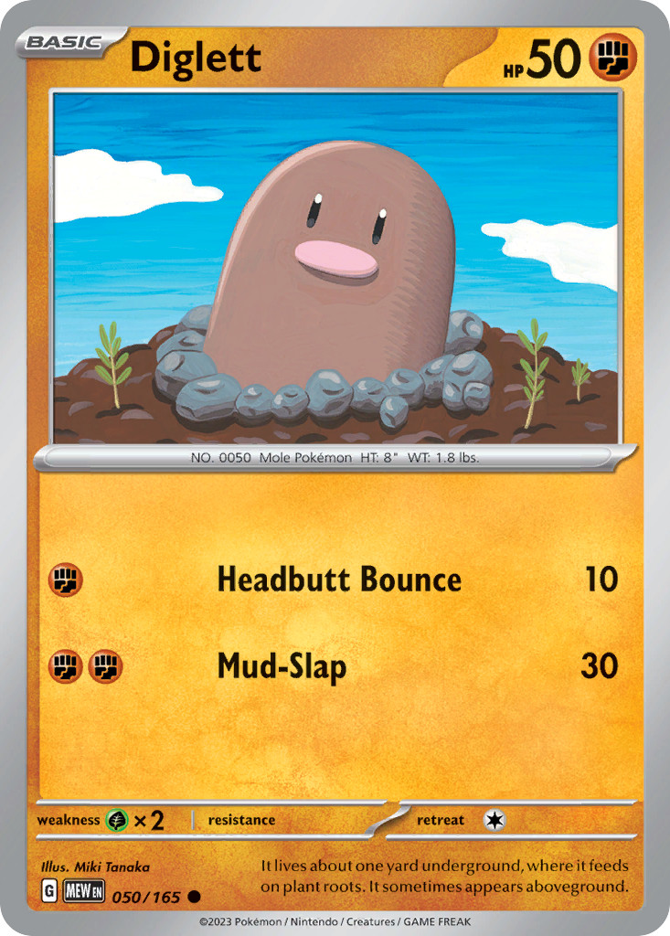 Diglett 050/165 Common 151 Pokemon Reverse Holo Near Mint