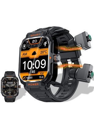 Smart Watch with Earbuds for Men(Call Receive/Dial), 2.01'' HD Outdoor Tactica...