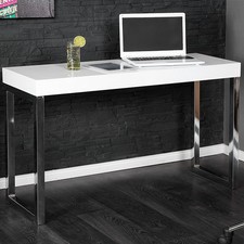 Design Konsole WHITE DESK 120cm weiß Hochglanz Bürotisch Schreibtisch PC-Tisch