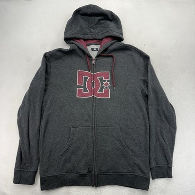 Vintage Y2K DC Shoes Zip Up Faded Red Skate Hoodie Grunge Size Large