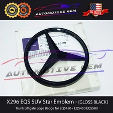 X296 EQS450 SUV Mercedes GLOSS BLACK Star Emblem Trunk Lid Logo Badge EQS580 AMG