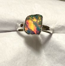 Natural Rough Ethiopian Opal Ring 925 Sterling Silver Size 7
