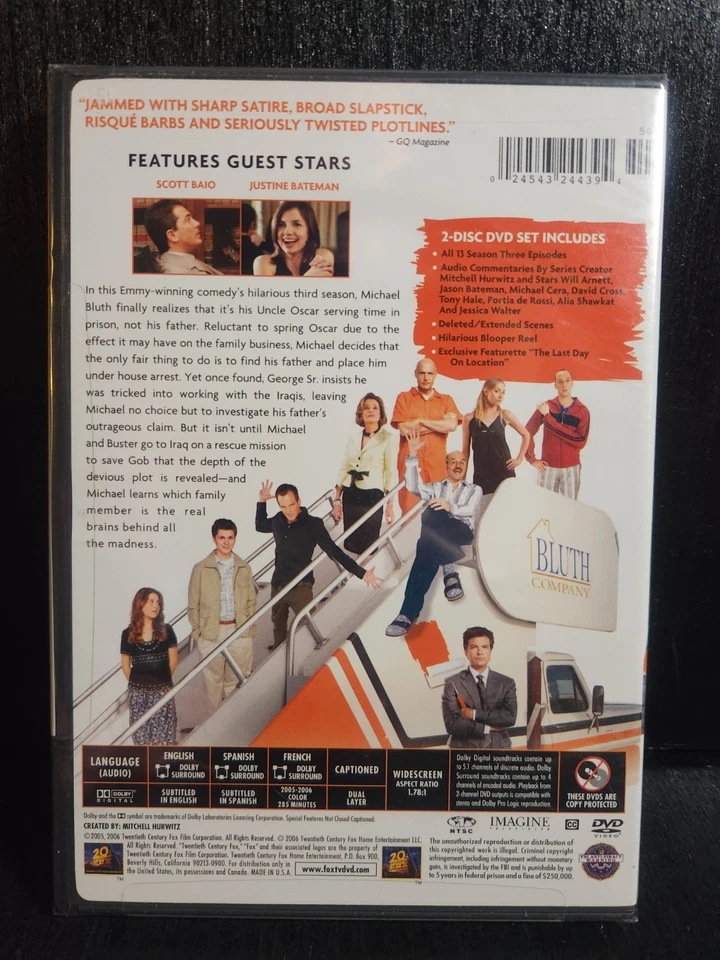 ARRESTED DEVELOPMENT COMPLETE SEASON 3 DVD SET JASON BATEMAN NEW AND SEALED - Image 2 of 3