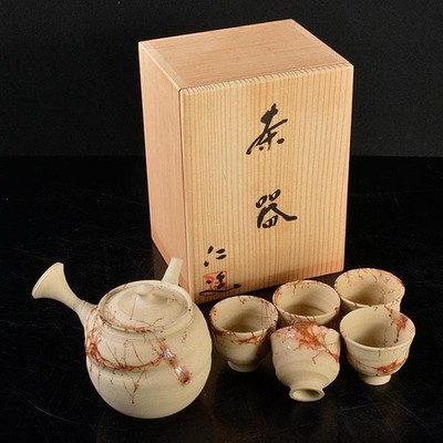 Sencha Teeutensilien Tokoname Ware Jin Tanigawa White Mud Seaweed Teekanne Te...