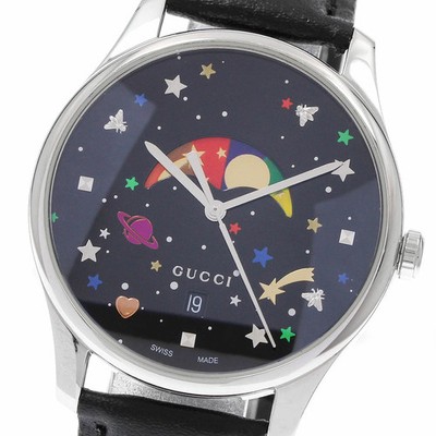 GUCCI G-TIMELESS ムーンフェイズ　ブラック Gucci G Timeless Ladies Quartz Watch Moon Phase Black Leather 36mm