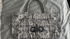Alo Yoga Large Tote Bag Grey Print BNWT Gym Pilates Travel Shopper