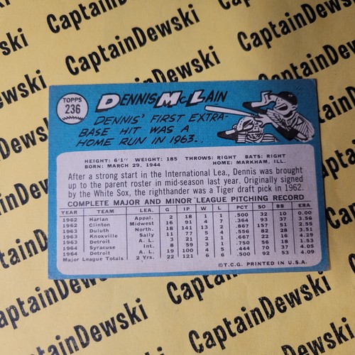 ¡Auto Denny McLAIN! Topps RC 1965 ¡con inscripción 31-6! Raro con autógrafo en tarjeta - Imagen 2 de 3