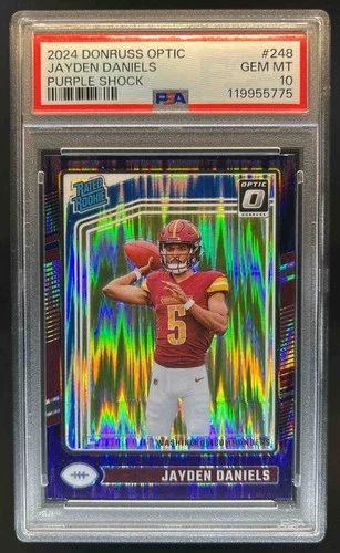 2024 Donruss Optic Jayden Daniels Purple Shock Rated Rookie #248 PSA 10
