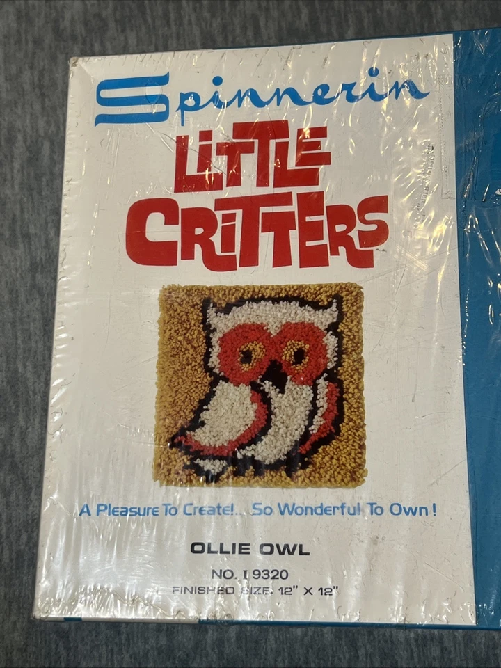 Spinnerin Little Critters Latch Hook Kit Ollie Owl No.I9320 12x12 Vintage New - Image 2 of 4