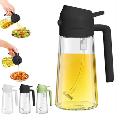 High Quality Glass 16oz Oil Dispenser Bottle for Kitchen 2 in 1 
