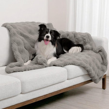 Waterproof Dog Blanket, 60X50 Inch, Gray Soft Faux Fur Throw, Fur-Resistant Fl