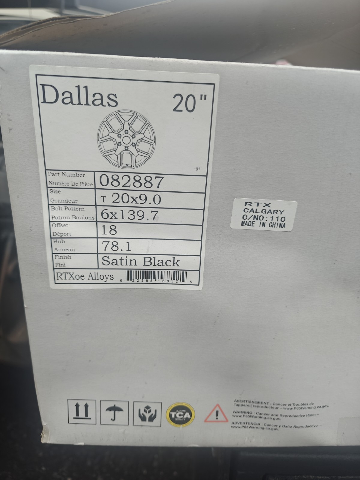 RTX DALLAS Wheels 20x9 (18, 6x139.7, 78.1) Black Rims Set of 4 | eBay
