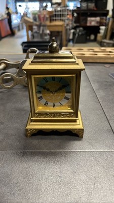 Vintage Bulova Tempus Fugit Brass Desk Mantel Carriage Clock Lighter